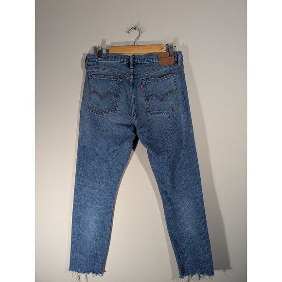 Levi's Womens White Oak Cone Denim High Rise Raw Hem Jeans Sz 31 Streetwear City - Picture 2 of 10